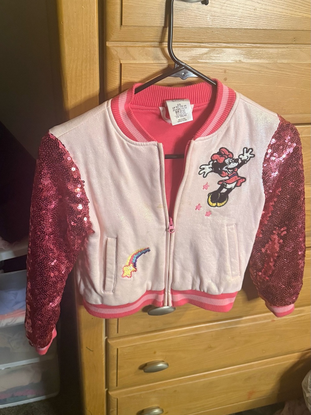 Disney Pink and Hot Pink Minnie Jacket with Embroidered Patch